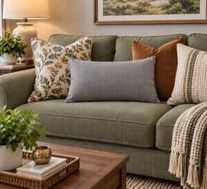 Ballard Designs Gray BelissIma Flax Duck Down Filled Lumbar Pillow 20 X 12